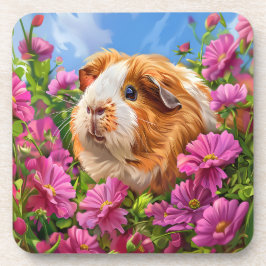 Porta-copo Porcos-guineenses Entre Flores Rosa