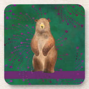 Porta-copo Portas copos com Ilustração de Urso em Suaves Verd