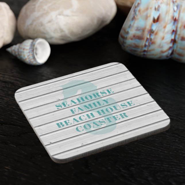 Porta-copo Portas copos da Seacavalo Beach House - Conjunto 6 (Seahorse coasters for your beach house. Just add your family name)