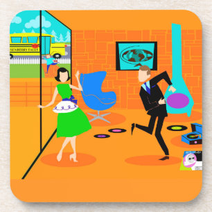 Porta-copo Portas copos de Cork de Pais Retro Felizes