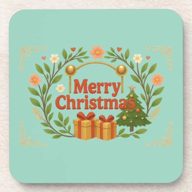Porta-copo Portas copos de Natal Feliz (Conjunto de 6) (Frente)