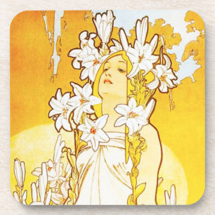 Porta-copo Portas copos do lírio de Alphonse Mucha