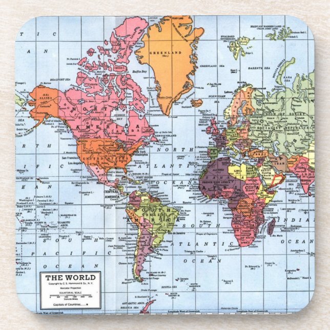 Porta-copo Portas copos do mapa do mundo (Frente)