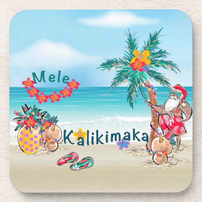 Porta-copo Portas copos Hawaiian Mele Kalikimaka (Frente)