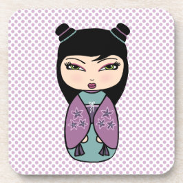 Porta-copo Portas copos Kokeshi Doll 3 com apoio de cortiça -