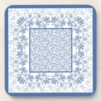 Porta-copo Portas copos Quadradas de Borda Floral Azul do Ind