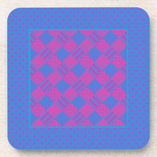 Porta-copo Portas copos quadradas: Magenta e Blue Faux Patchw