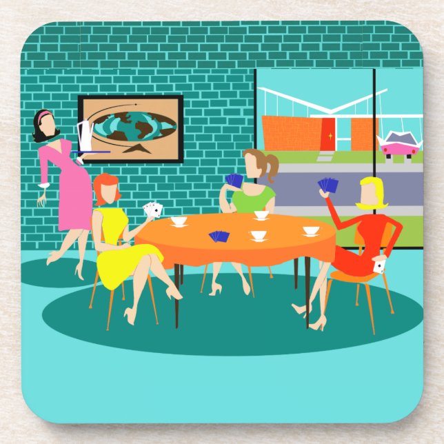 Porta-copo Portas copos semanais de jogo de cartas com retrô  (Frente)