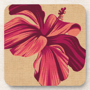 Porta-copo Portas copos Streaky Hawaiian Hibiscus Faux Linen