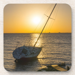 Porta-copo Portas copos Sunset Sailboat Shipreck Golfo Breeze