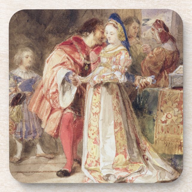 Porta-copo Portia e Bassanio, c.1826 (w/c, tinta marrom, (Frente)