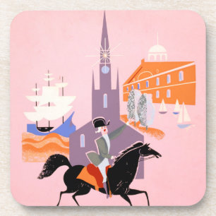 Porta-copo Poster de viagens Para Alegy Airlines Para Boston