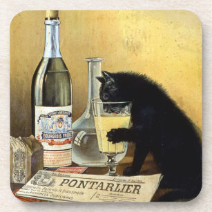 Porta-copo poster francês retrô "absinho burguês"