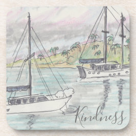 Porta-copo Pousa-copos "Barcos Fiji Aquarela"