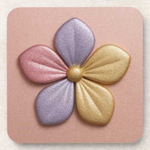 Porta-copo Pousa-copos de plástico rosa flor ouro metálico
