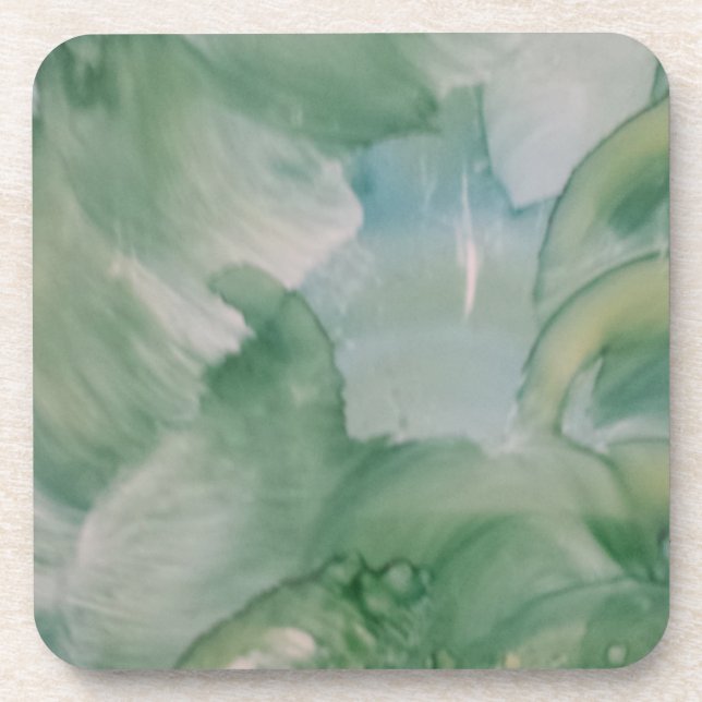 Porta-copo Pousa-Papéis Abstratos - Redemoinho Verde Suave (Frente)