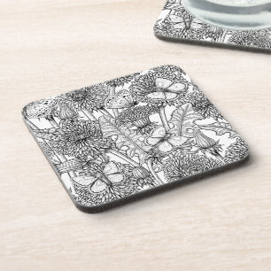 Porta-copo Prado de dandelion em preto e branco