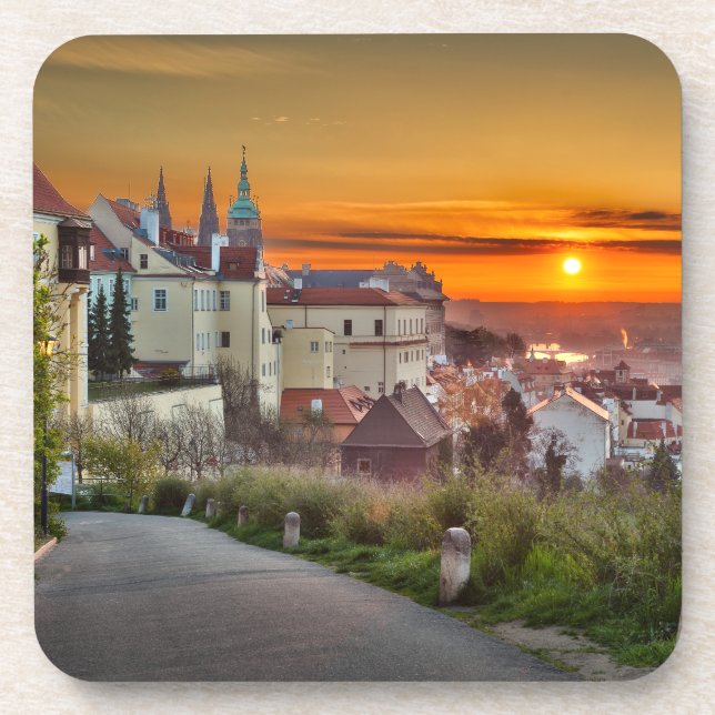 Porta-copo Prague Castle in the Morning Hard Plastic Coaster (Frente)
