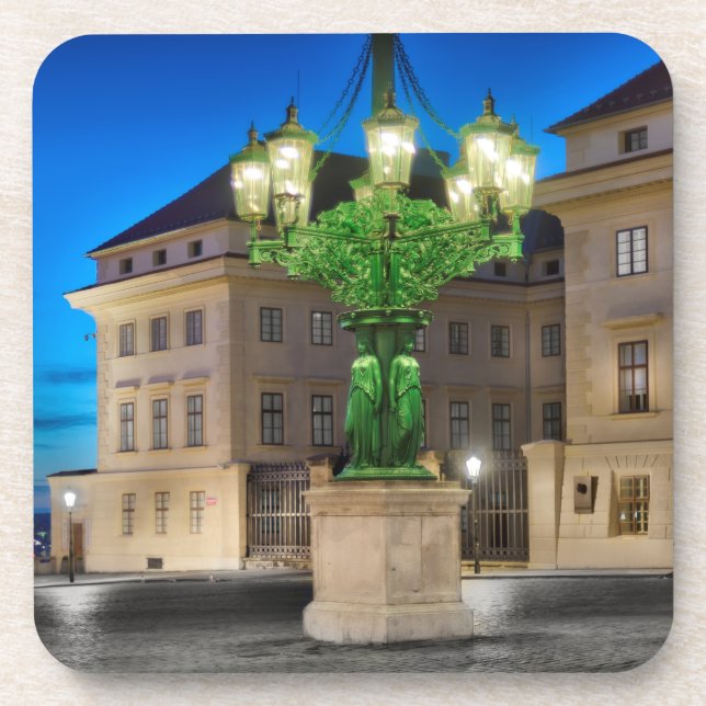 Porta-copo Prague Hradcany Lamp Night Hard Plastic Coaster (Frente)
