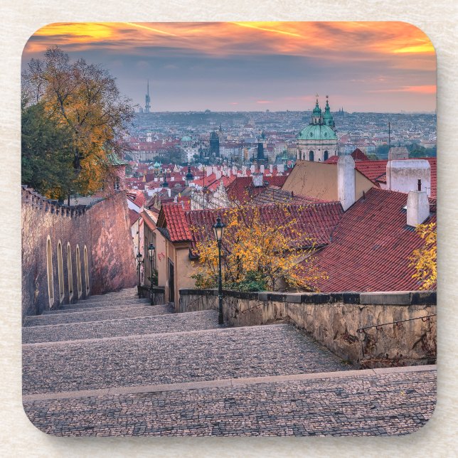 Porta-copo Prague in the Morning Hard Plastic Coaster (Frente)