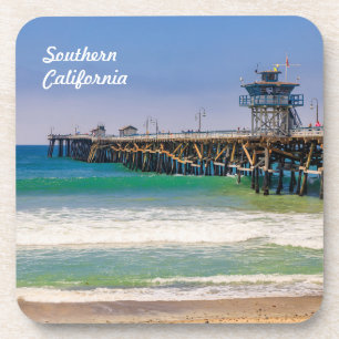 Porta-copo Praia do sul da Califórnia e cais em San Clemente