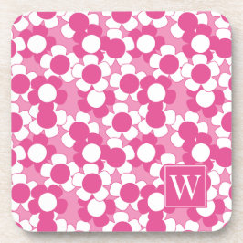 Porta-copo Preppy Daisy Bloom – Hot Pink & Pink Monogram