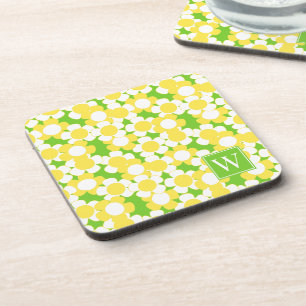 Porta-copo Preppy Daisy Bloom – Monograma Amarelo e Lima