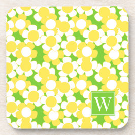 Porta-copo Preppy Daisy Bloom – Yellow & Lime Monogram