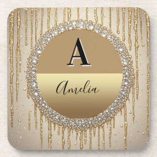 Porta-copo Presente Personalizado com Monograma a Ouro para C