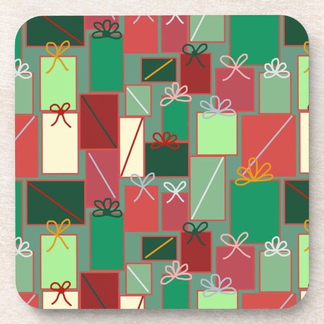 Porta-copo Presentes de Natal com Fitas e Laços (Frente)