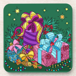 Porta-copo Presentes de Natal pintados; feriado bonito