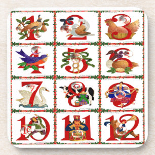 Porta-copo Presentes de Quilt Impresso dos 12 Dias de Natal