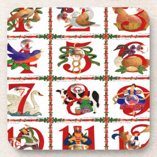 Porta-copo Presentes de Quilt Impresso dos 12 Dias de Natal