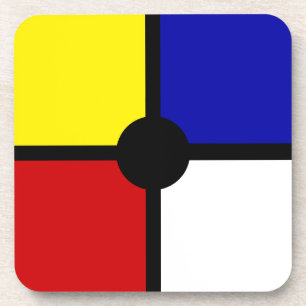 Porta-copo Preto, Azul, Vermelho, Amarelo e Branco Abstrato E