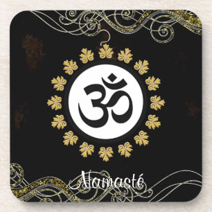 Porta-copo Preto e ouro da meditação da mantra do símbolo 
