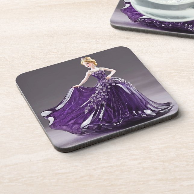 Porta-copo Princesa de cristal com vestido roxo (Left Side)