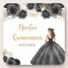 Princesa Floral em Black Dress Quinceanera