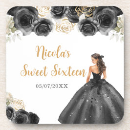 Porta-copo Princesa Floral em Vestido Negro Doce Dezesseis
