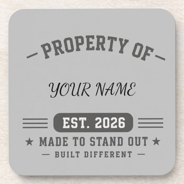 Porta-copo Propriedade Personalizada do Nome – Estilo Varsity (Frente)