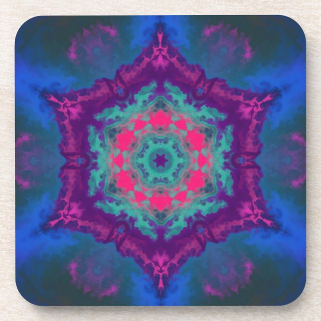 Porta-copo Psicodélica Azul Hippie Roxo e Rosa (Frente)
