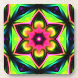 Porta-copo Psicodélica Flor Hipopótamo Rosa Amarelo e Verde