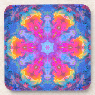 Porta-copo Psicodélica Flor Hipoteca Rosa Amarelo e Azul