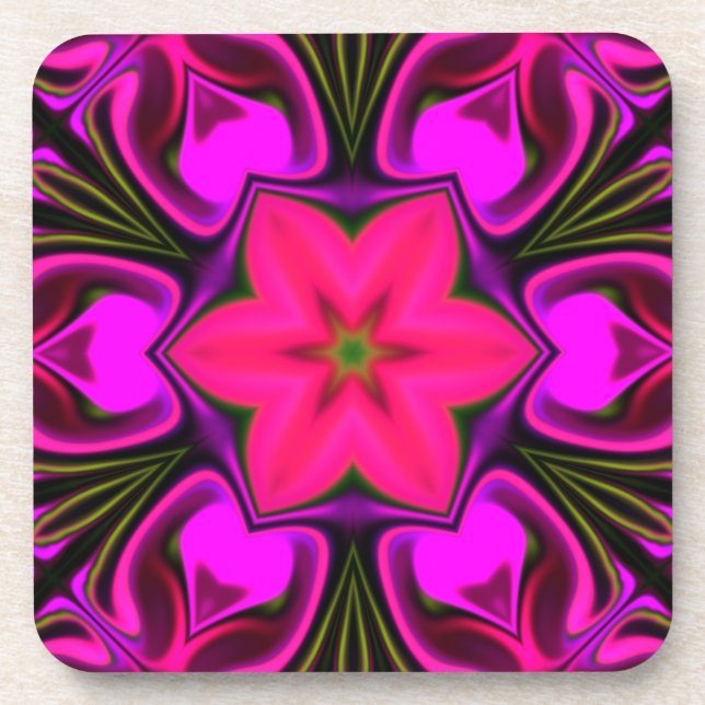 Porta-copo Psicodélica Flor Hipoteca Rosa e Roxo (Frente)