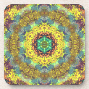 Porta-copo Psicodélica Hippie Amarelo Azul e Verde