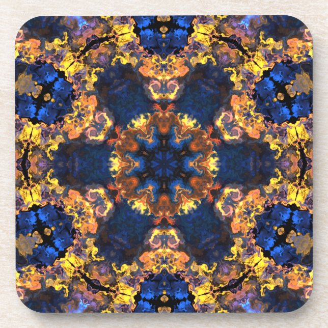Porta-copo Psicodélico - Amarelo e Azul (Frente)