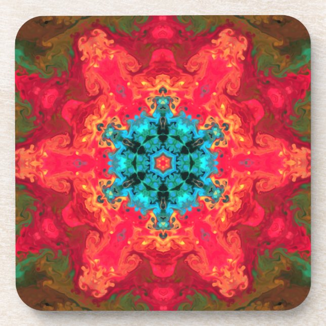 Porta-copo Psicodélico Azul Hippie e Vermelho (Frente)