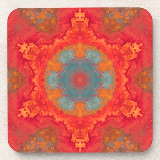 Porta-copo Psicodélico Azul Hippie Laranja e Vermelho (Frente)