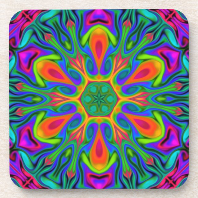 Porta-copo Psicodélico Hippie Flor Arco-Íris (Frente)