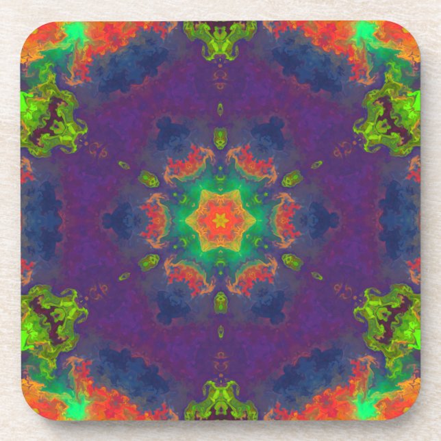 Porta-copo Psicodélico Hippie Roxo Laranja e Verde (Frente)