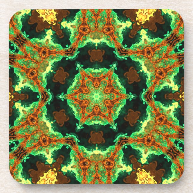 Porta-copo Psicodélico Hippie Verde e Laranja (Frente)